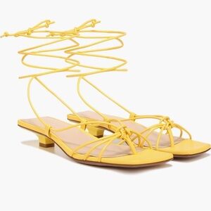 Veronica Beard Yellow Lace-Up Strappy Sandals
